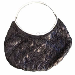 Vintage black beaded hand bag